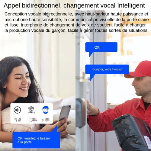 Sonnette vidéo intelligente sans fil avec caméra, sonnette sans