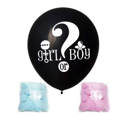 Generic Ballon noir géant boy or girl avec confettis (baby shower