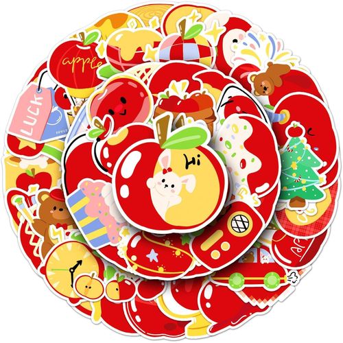 product_image_name-Generic-50 pièces stickers en forme de pomme aux fruits mignons Stickers en vinyle esthétique rouge autocol-1