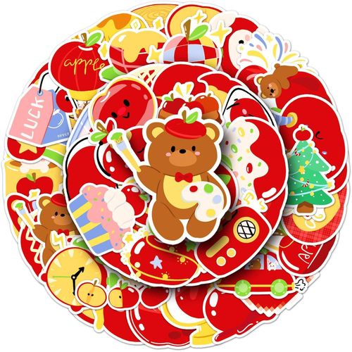 product_image_name-Generic-50 pièces stickers en forme de pomme aux fruits mignons Stickers en vinyle esthétique rouge autocol-4