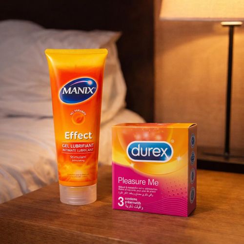 product_image_name-Manix-Pack Intime Effect Gel Lubrifiant Stimulant + Durex Pleasure Me (3 Préservatifs) – Sensations Intenses-2