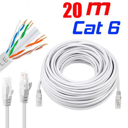 Câble Ethernet 20m, reseau LAN Cable ethernet Cat 6 Haut Debit