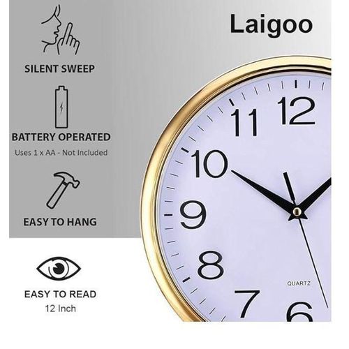product_image_name-Generic-Horloge Murale Or Silencieuse Sweep Quartz-3