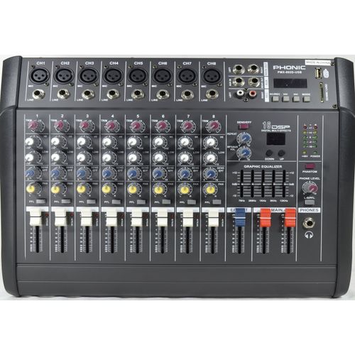 Phonic Table mixage amplifier,USB/SD/FM/BL, à 8 Channel PMX-802 D, PHonic  2x 300W à prix pas cher