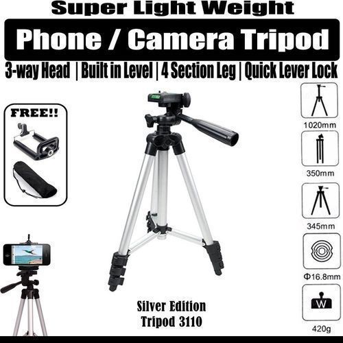 product_image_name-tripod-حامل ثلاثي القوائم تريبود 3110 للكاميرا المحمولة والمحمولة مع حامل كليب المحمول متوافق مع جميع الهواتف الذكية والكاميرا-4
