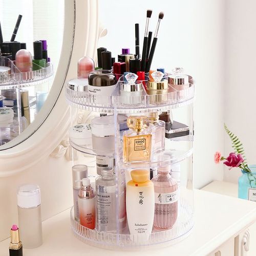 Generic Organisateur maquillage rangement cosmétique réglable rotative  transparent 360 à prix pas cher