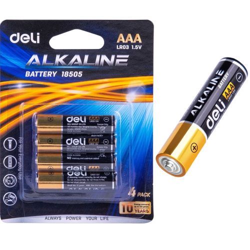 Deli Alkaline Battery 18505Blister 4 Piles Alcaline AAA 1.5v Batterie LR3  1.5volt à prix pas cher