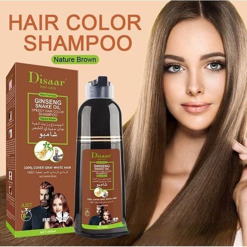 Disaar shampoing colorant et soin cheveux a base de Ginseng et huile de  serpent couleur marron à prix pas cher