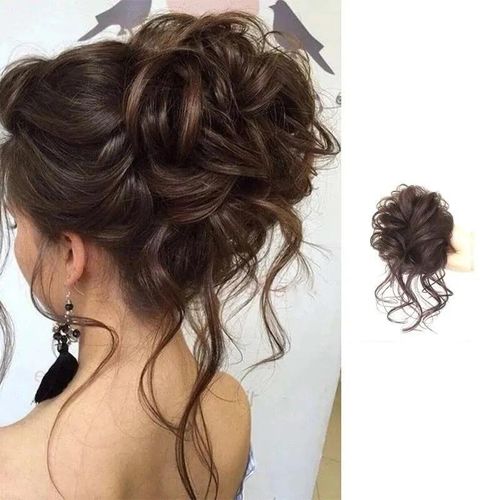 product_image_name-Generic-Chignon synthétique, Chignon en désordre, Pince à griffes, Morceau de cheveux bouclés ondulés, Extensions de queue de cheval, Scrunchie postiches pour les femmes-1