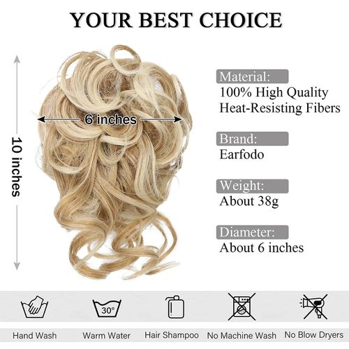 product_image_name-Generic-Chignon synthétique, Chignon en désordre, Pince à griffes, Morceau de cheveux bouclés ondulés, Extensions de queue de cheval, Scrunchie postiches pour les femmes-6