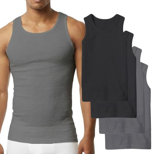 product_image_name-Generic-Pack De 4 Débardeurs Homme Coton Bio 2Noir+2Gris-1