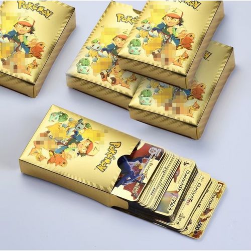 Pokemon Pack; lot de 55 Cartes Pokémon en feuilles dorées; type