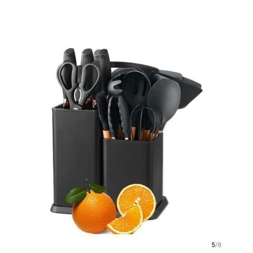 product_image_name-Generic-Ensemble de ustensiles de cuisine 19 pcs avec support de Silicone-Noir-3