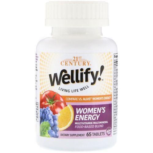 product_image_name-21st Century-  WELLIFY! WOMEN'S ENERGY 65 TABLETS - MÉLANGE MULTIVITAMINE MULTIMINÉRAL FRUITS ET LÉGUMES NATURELS - Optimisé pour les femmes-1