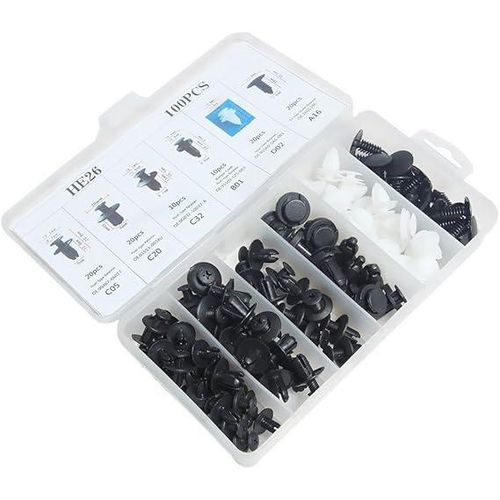 product_image_name-Generic-مجموعة من 100 مشبك تثبيت بلاستيكي للسيارة - مشابك عالمية للزينة والمصدات والأبواب-2