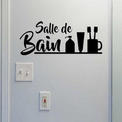 Generic Sticker décor mural Salle de Bain-Noir / 56X25 cm à prix pas cher