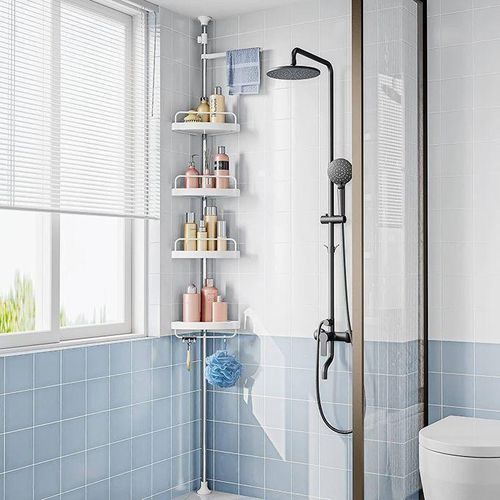 product_image_name-Generic-Étagère de douche d’angle multifonctionnelle – 4 tablettes réglables et porte-serviettes-2