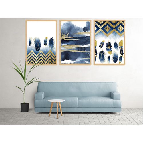 product_image_name-Generic-لوحة حائطية تتكون من ثلاثة أجزاء مع إطار من خشب الأرز الطبيعي-2