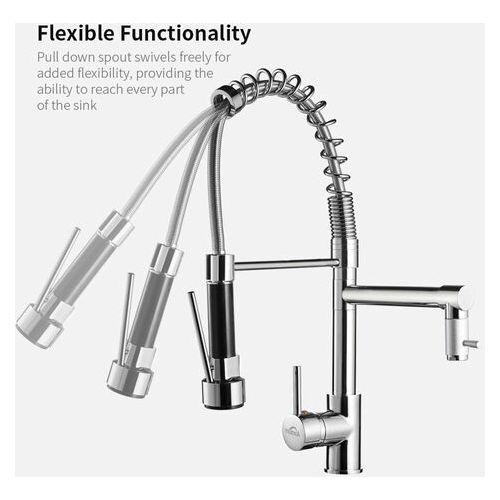 product_image_name-Generic-Robinet Cuisine Mitigeur avec douchette extractible Moderne Bec Haut en Laiton Rotatif 360°-2