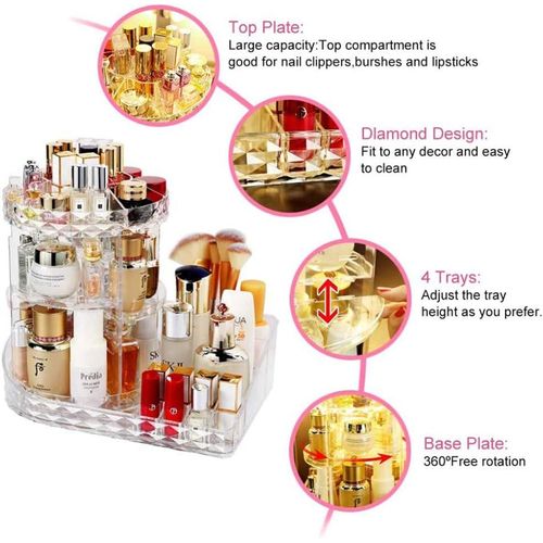product_image_name-Generic-Boîte de Rangement de Maquillage, Organisateur De Maquillage Rotatif, Plateau de Maquillage -3