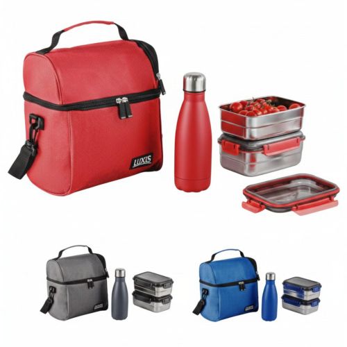 product_image_name-Generic-Set Lunch Box 4 Pièces – 2 Boîtes en Inox avec Bouteille et Sac Isotherme de Conservation-1