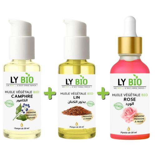 product_image_name-LY BIO-PACK HUILE CAMPHREE 50ML - POMPE + HUILE LIN 50ML - POMPE + HUILE ROSE 50ml - PIPETTE-1