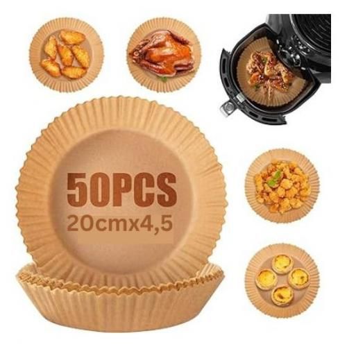 Lot de 50 Pieces Papier Cuisson Pour Air Fryer Prédécoupé