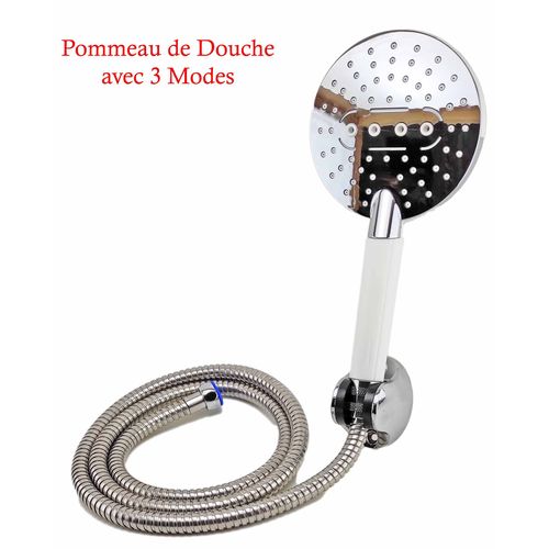 SET DE DOUCHE AVEC POMMEAU DE DOUCHE ET SUPPORT EN ABS, FLEXIBLE