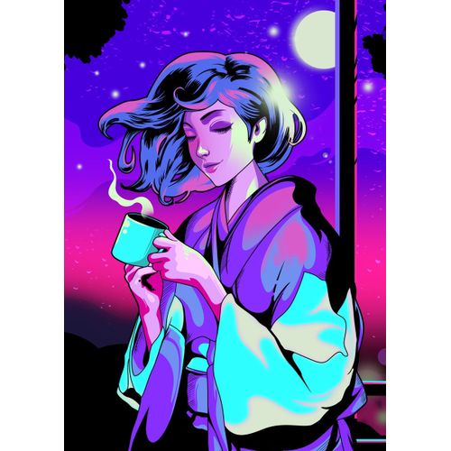 product_image_name-Generic-Retro coffee kimono girl  Poster Chambre Haute Qualité-1