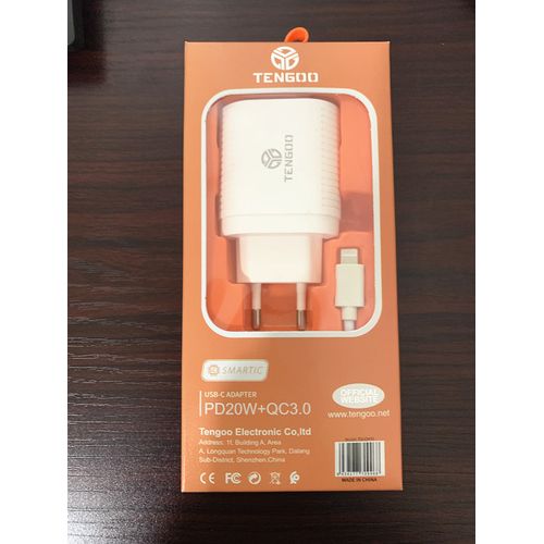 product_image_name-TENGOO-PD20W+QC3.0 Type Europe Chargeur rapide intelligent + Câble PD 20W-2