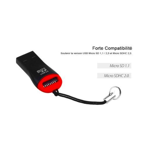 TFLASH Lecteur Carte Mémoire USB Mini Micro SD T-Flash M2 à Haute Vitesse -  Noir à prix pas cher