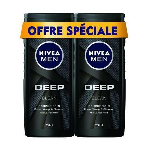 product_image_name-NIVEA-2 Gel douche homme corps,visage & cheveux deep clean .250ML-1