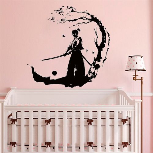 product_image_name-Generic-Autocollant mural en vinyle de Ninja sous l'arbre, épée de samouraï,-1