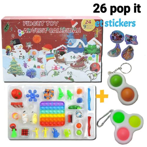 Pop It Pack de 24 pop fidget toy magnifique cadeau de noël avec 2