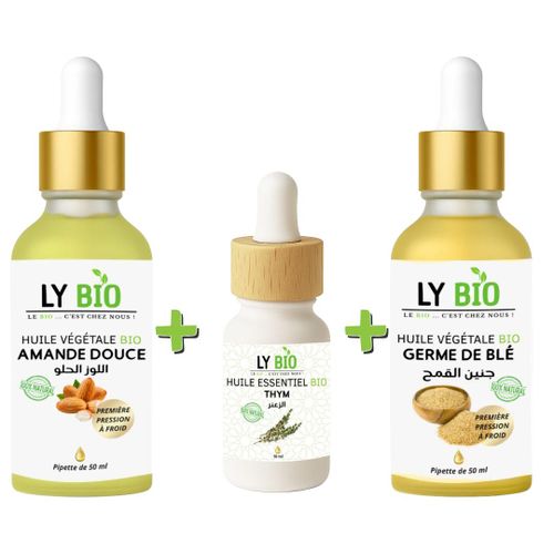 product_image_name-LY BIO-PACK HUILE AMANDE DOUCE 50ML - PIPETTE + HUILE ESSENTIEL THYM 10ML + HUILE GERME DE BLE 50ML - PIPETTE-1