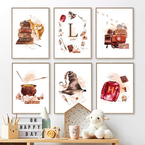 product_image_name-Generic-Decoration 6 Poster Wizard Magic Owl Cat Broom Potter Alphabet-1