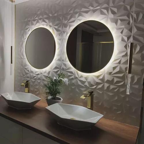 product_image_name-Generic-مرآة دائرية 80 سم مع إضاءة خلفية LED - CCT بثلاثة ألوان، إطار ذهبي، مضاد للضباب-1