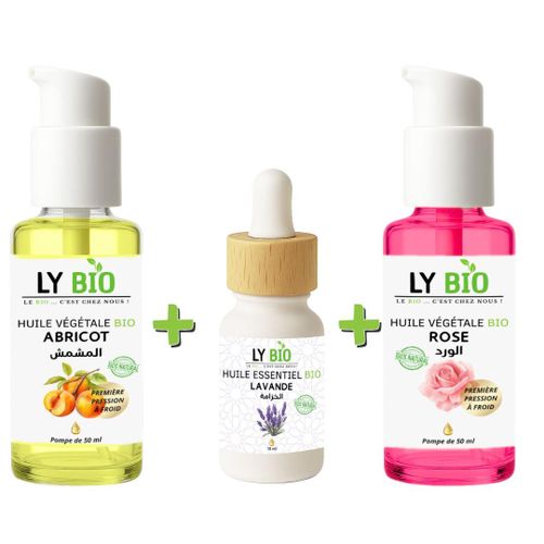 product_image_name-LY BIO-PACK HUILE ABRICOT 50ML - POMPE + HUILE ESSENTIEL LAVANDE 10ML + HUILE ROSE 50ml - POMPE-1