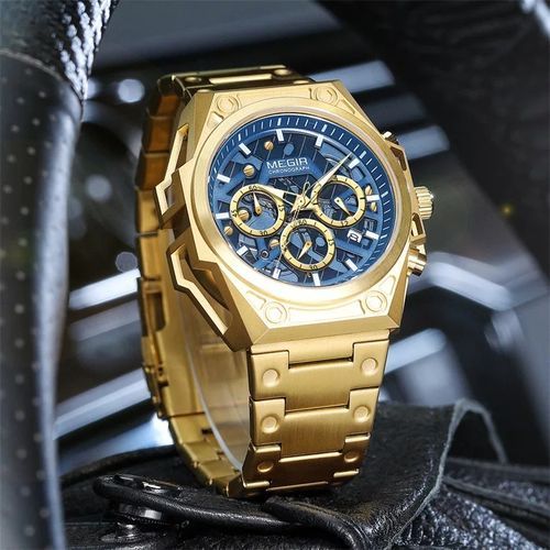 Megir Montre Chronographe Sport Doree fond Bleu a prix pas cher Jumia Maroc