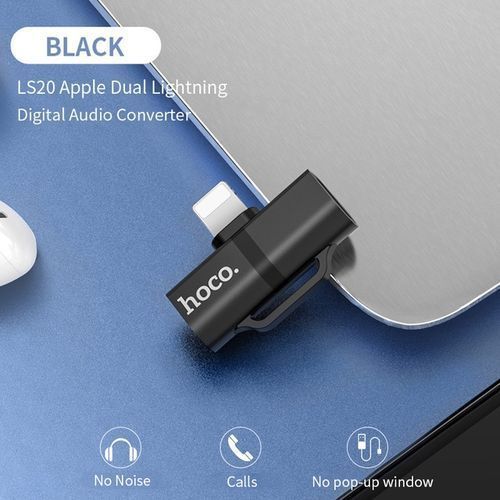 product_image_name-Hoco-Hoco LS20: Adaptateur pour iPhone-Lightning 2 male vers femelle-Charge +Audio-3