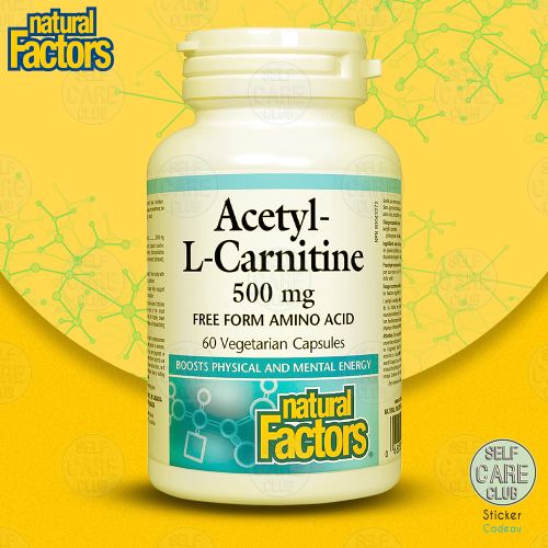 Natural Factors AcétylL Carnitine 500 mg Mémoire, concentration et
