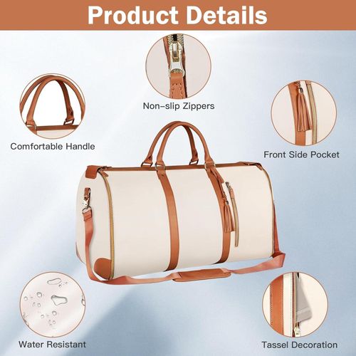 product_image_name-Generic-حقيبة سفر قابلة للطي 2 في 1 من الجلد الصناعي – حقيبة ملابس مقاومة للماء بسعة كبيرة وجيب للأحذية-3