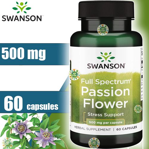 product_image_name-Swanson-Swanson Full Spectrum Passion Flower, 500 mg, 60 Capsules Fleur de la passion à spectre complet avec sticker-1