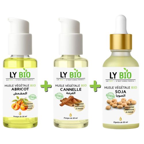 product_image_name-LY BIO-PACK HUILE ABRICOT 50ML - POMPE + HUILE CANNELLE 50ML - POMPE + HUILE SOJA 50ML - PIPETTE-1