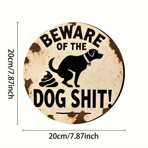 product_image_name-Generic-Attention aux Petites Crottes de Chien" Panneau Rond en Bois - 19.81x19.81 cm, Pré-percé pour une Suspension Facile, Parfait pour la Maison, la Cuisine, le Jardin, le Bureau, le Garage, la Décoration de Chambre-1