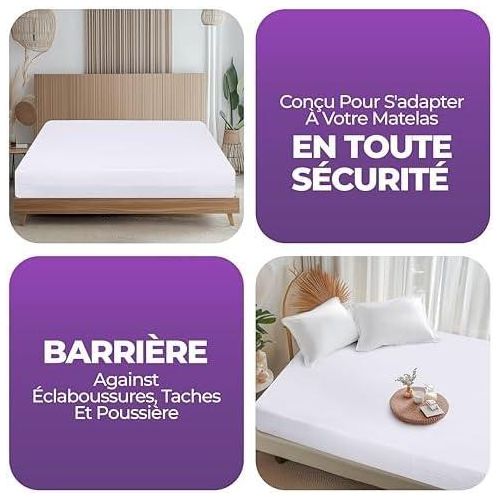 product_image_name-Generic-غطاء مرتبة كامل 140x190 سم + 2 وسائد – مقاوم للبق والغبار، ملاءة مطاطة قابلة للتنفس، واقي مرتبة مضاد للماء أبيض-3