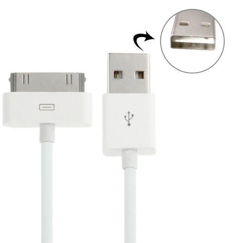 Generic 1m USB Double Sided Sync Data / Charging Cable, For iPhone 4 & 4S /  iPhone 3GS / 3G / iPad 3 / iPad 2 / iPad / iPod Touch(White) à prix pas  cher