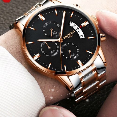 Nibosi Montre chronographe argent rosegold fond noir a prix pas cher Jumia Maroc