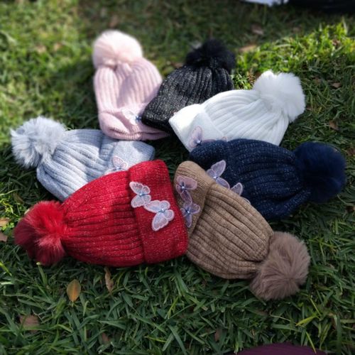 product_image_name-Generic-Bonnets en fourrure épaisse avec pompon pour fille-3