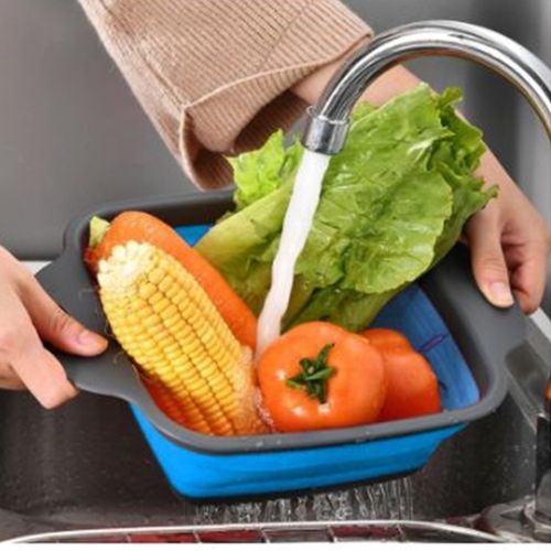 Passoire Pliable de Cuisine Passoire Pliable à Pâtes Panier égouttoir à  Légumes Bleu L